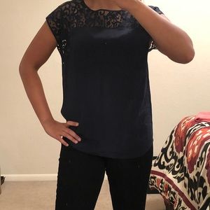 Navy silk Club Monaco Top